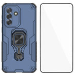WANLONFENG for Samsung Galaxy A27 5G Phone Case PC TPU Back Cover Kickstand with Tempered Glass
