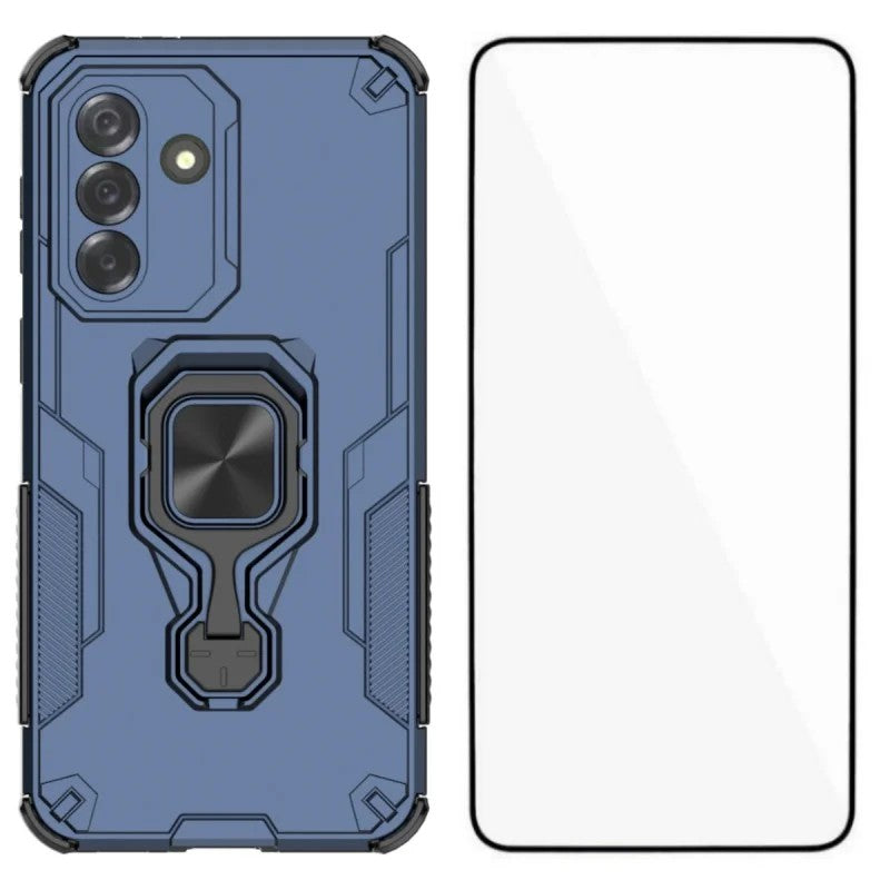 WANLONFENG for Samsung Galaxy A27 5G Phone Case PC TPU Back Cover Kickstand with Tempered Glass