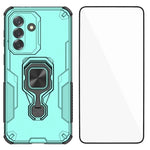 WANLONFENG for Samsung Galaxy A27 5G Phone Case PC TPU Back Cover Kickstand with Tempered Glass