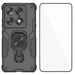 WANLONFENG-mobilcover til Motorola Signature 5G / Motorola Moto X70 Air Pro 5G, PC- og TPU-bagside med stativ og hærdet glas