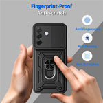 For Samsung Galaxy A27 5G Case with Slide Camera Lid PC + TPU Kickstand Phone Cover