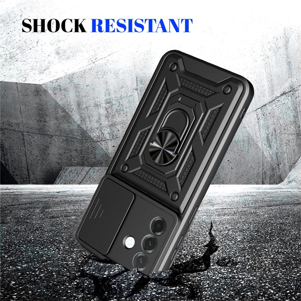 For Samsung Galaxy A27 5G Case with Slide Camera Lid PC + TPU Kickstand Phone Cover