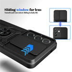 For Samsung Galaxy A27 5G Case with Slide Camera Lid PC + TPU Kickstand Phone Cover