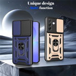For Samsung Galaxy A27 5G Case with Slide Camera Lid PC + TPU Kickstand Phone Cover