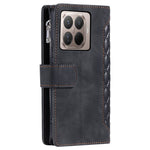 For Xiaomi 17T Wallet Case Rhombus Stitching Line PU Leather Phone Cover with Wrist Strap