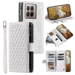 For Xiaomi 17T Wallet Case Rhombus Stitching Line PU Leather Phone Cover with Wrist Strap