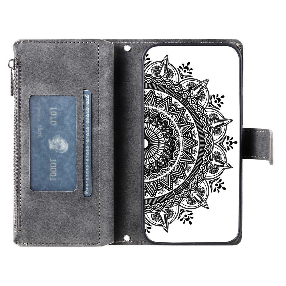 For Xiaomi 17T Wallet Case Mandala Flower Pattern PU Leather Phone Cover with Wrist Strap