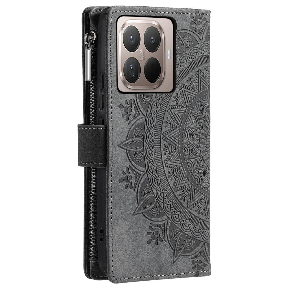 For Xiaomi 17T Wallet Case Mandala Flower Pattern PU Leather Phone Cover with Wrist Strap