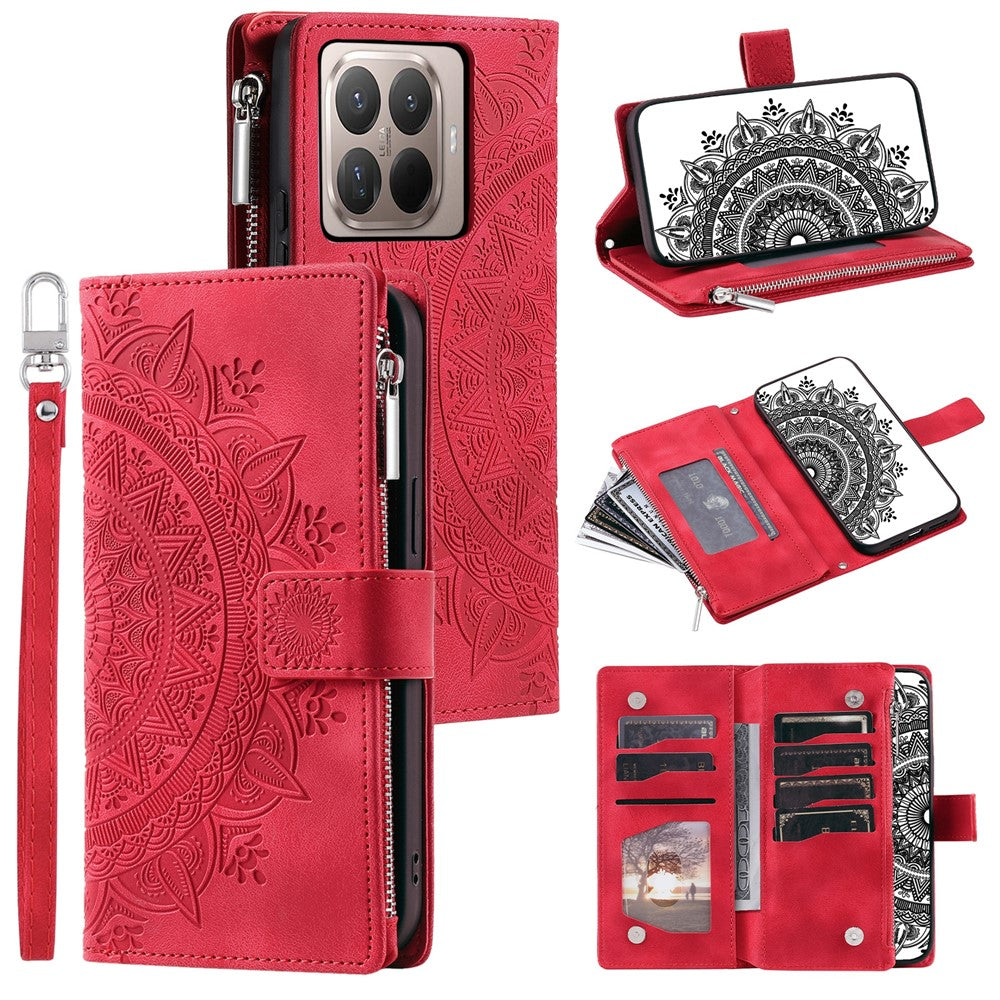 For Xiaomi 17T Wallet Case Mandala Flower Pattern PU Leather Phone Cover with Wrist Strap