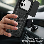 For Honor 600 5G Case with Slide Camera Lid PC + TPU Kickstand Phone Cover