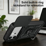 For Honor 600 5G Case with Slide Camera Lid PC + TPU Kickstand Phone Cover