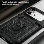 For Honor 600 5G Case with Slide Camera Lid PC + TPU Kickstand Phone Cover