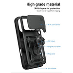 For Honor 600 5G Case with Slide Camera Lid PC + TPU Kickstand Phone Cover