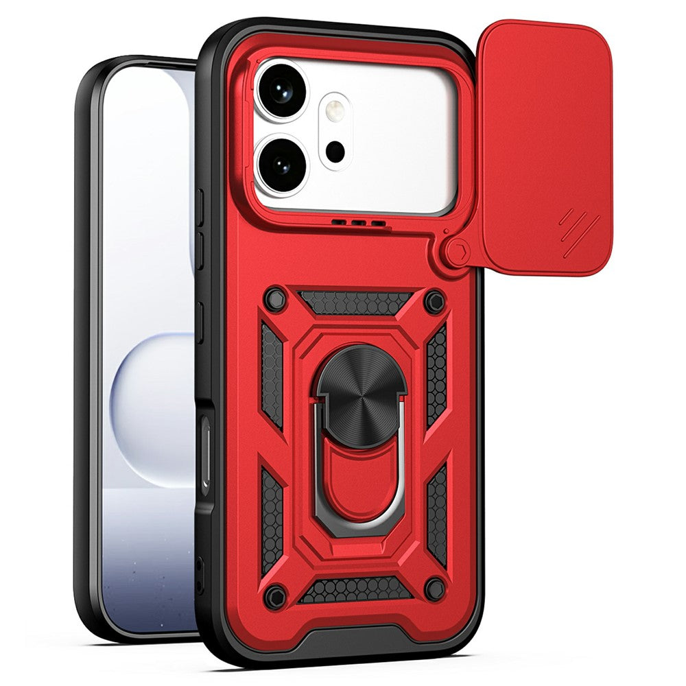 For Honor 600 5G Case with Slide Camera Lid PC + TPU Kickstand Phone Cover