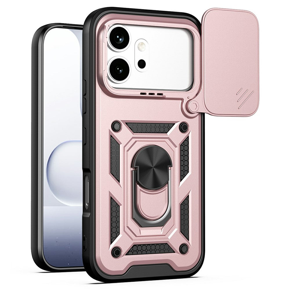 For Honor 600 5G Case with Slide Camera Lid PC + TPU Kickstand Phone Cover