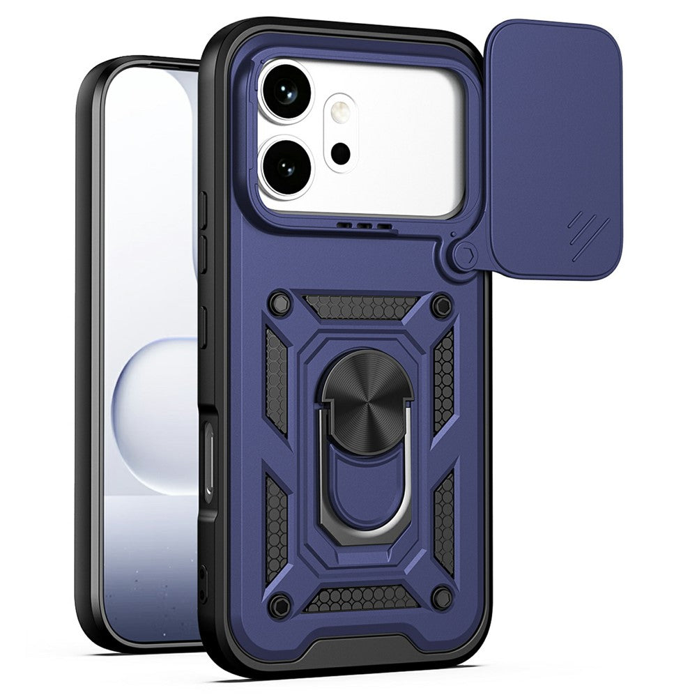 For Honor 600 5G Case with Slide Camera Lid PC + TPU Kickstand Phone Cover