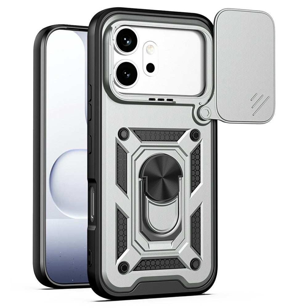 For Honor 600 5G Case with Slide Camera Lid PC + TPU Kickstand Phone Cover