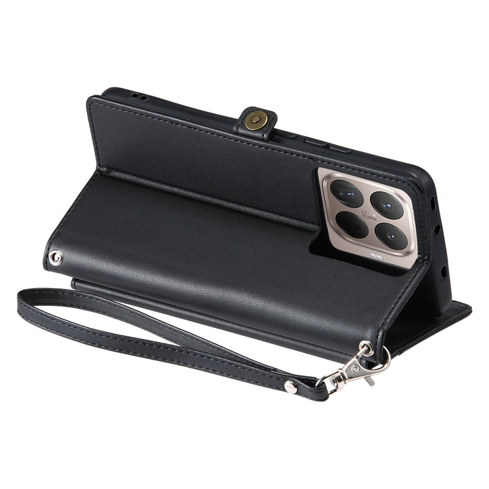 For Xiaomi 17T Leather Case with Wrist Strap Wallet Stand Phone Cover