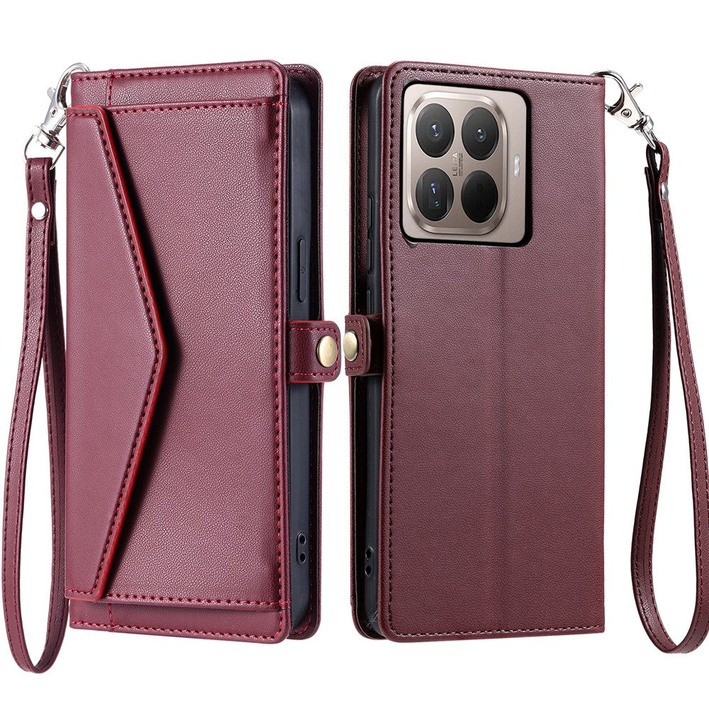 For Xiaomi 17T Leather Case with Wrist Strap Wallet Stand Phone Cover