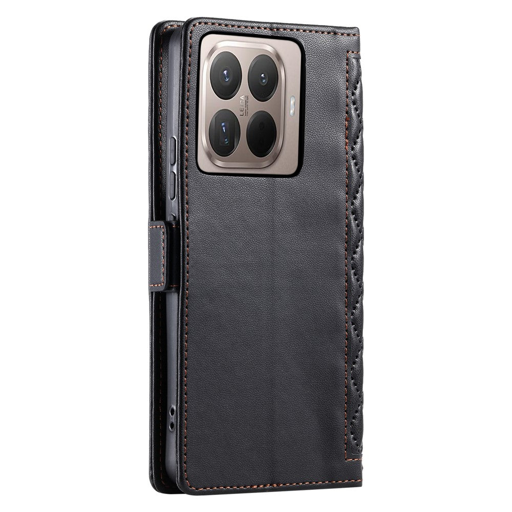 For Xiaomi 17T Pro Leather Case Rhombus Texture Wallet Stand Phone Cover with Wrist Strap