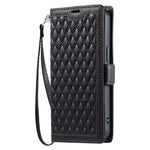 For Xiaomi 17T Pro Leather Case Rhombus Texture Wallet Stand Phone Cover with Wrist Strap