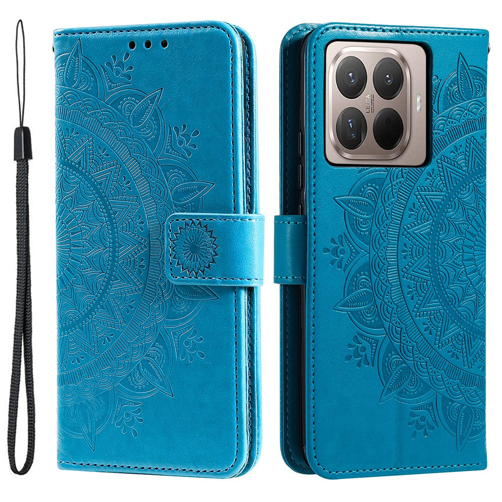 For Xiaomi 17T Stand Case Imprinted Totem PU Leather Wallet Phone Cover with Wrist Strap