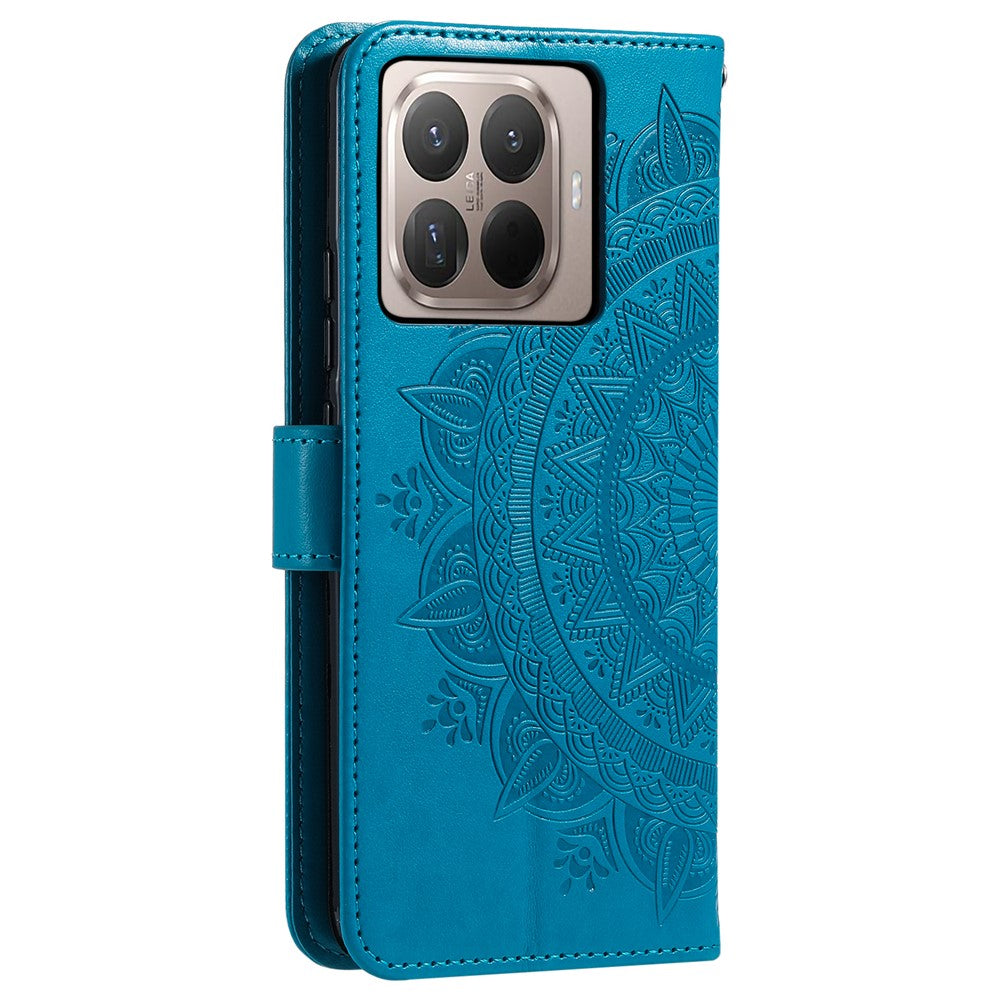 For Xiaomi 17T Stand Case Imprinted Totem PU Leather Wallet Phone Cover with Wrist Strap