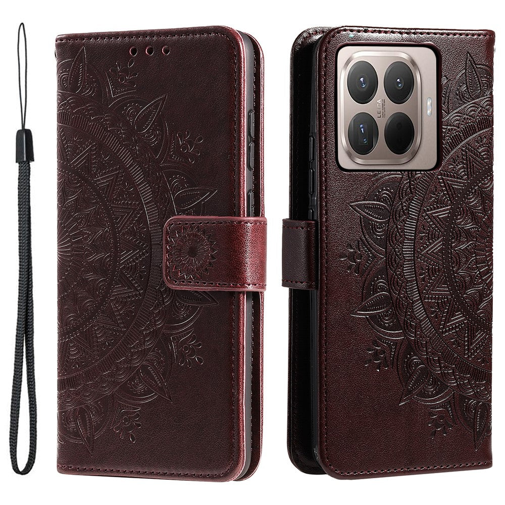 For Xiaomi 17T Stand Case Imprinted Totem PU Leather Wallet Phone Cover with Wrist Strap