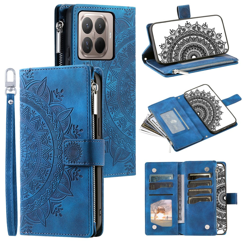 For Xiaomi 17T Pro Wallet Case Mandala Flower Pattern PU Leather Phone Cover with Wrist Strap