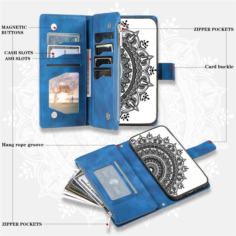 For Xiaomi 17T Pro Wallet Case Mandala Flower Pattern PU Leather Phone Cover with Wrist Strap