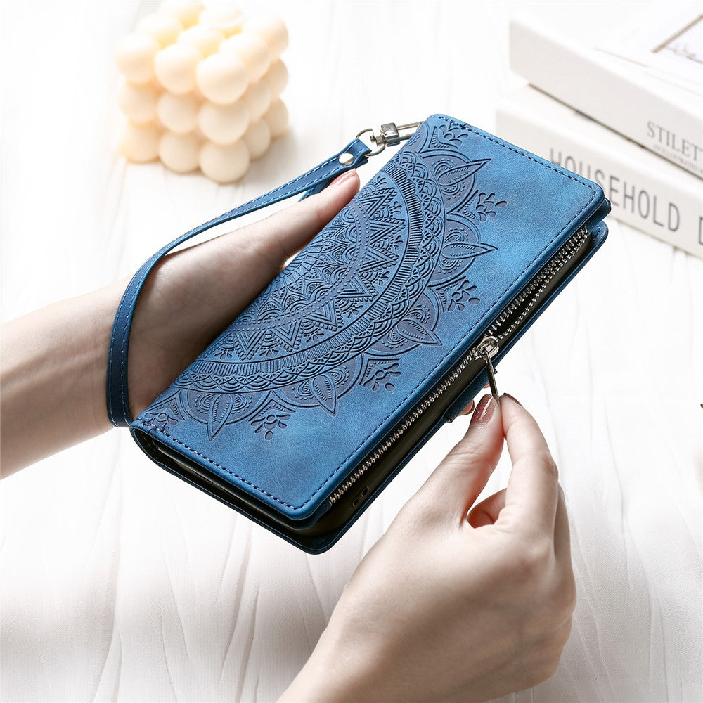 For Xiaomi 17T Pro Wallet Case Mandala Flower Pattern PU Leather Phone Cover with Wrist Strap