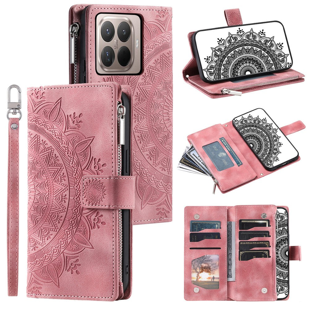 For Xiaomi 17T Pro Wallet Case Mandala Flower Pattern PU Leather Phone Cover with Wrist Strap
