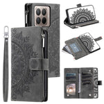 For Xiaomi 17T Pro Wallet Case Mandala Flower Pattern PU Leather Phone Cover with Wrist Strap