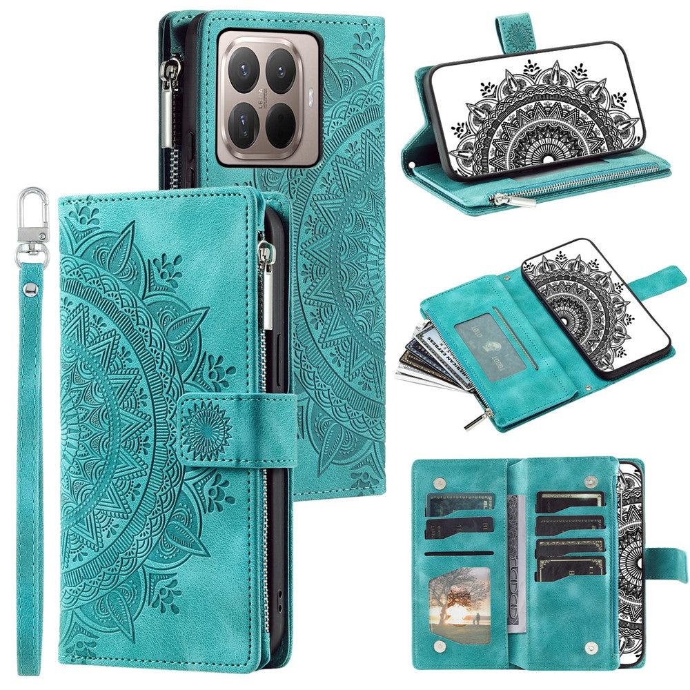 For Xiaomi 17T Pro Wallet Case Mandala Flower Pattern PU Leather Phone Cover with Wrist Strap