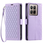 For Xiaomi 17T Pro Leather Case Rhombus Texture Wallet Stand Phone Cover with Wrist Strap