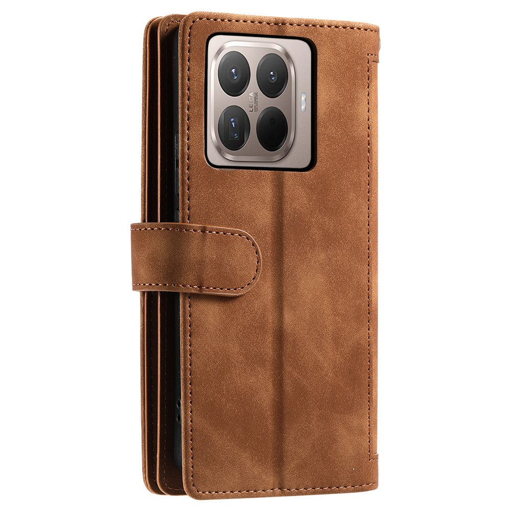 For Xiaomi 17T Pro Case 9 Card Slots Zipper Wallet PU Leather Phone Cover with Wrist Strap