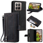 For Xiaomi 17T Pro Case 9 Card Slots Zipper Wallet PU Leather Phone Cover with Wrist Strap