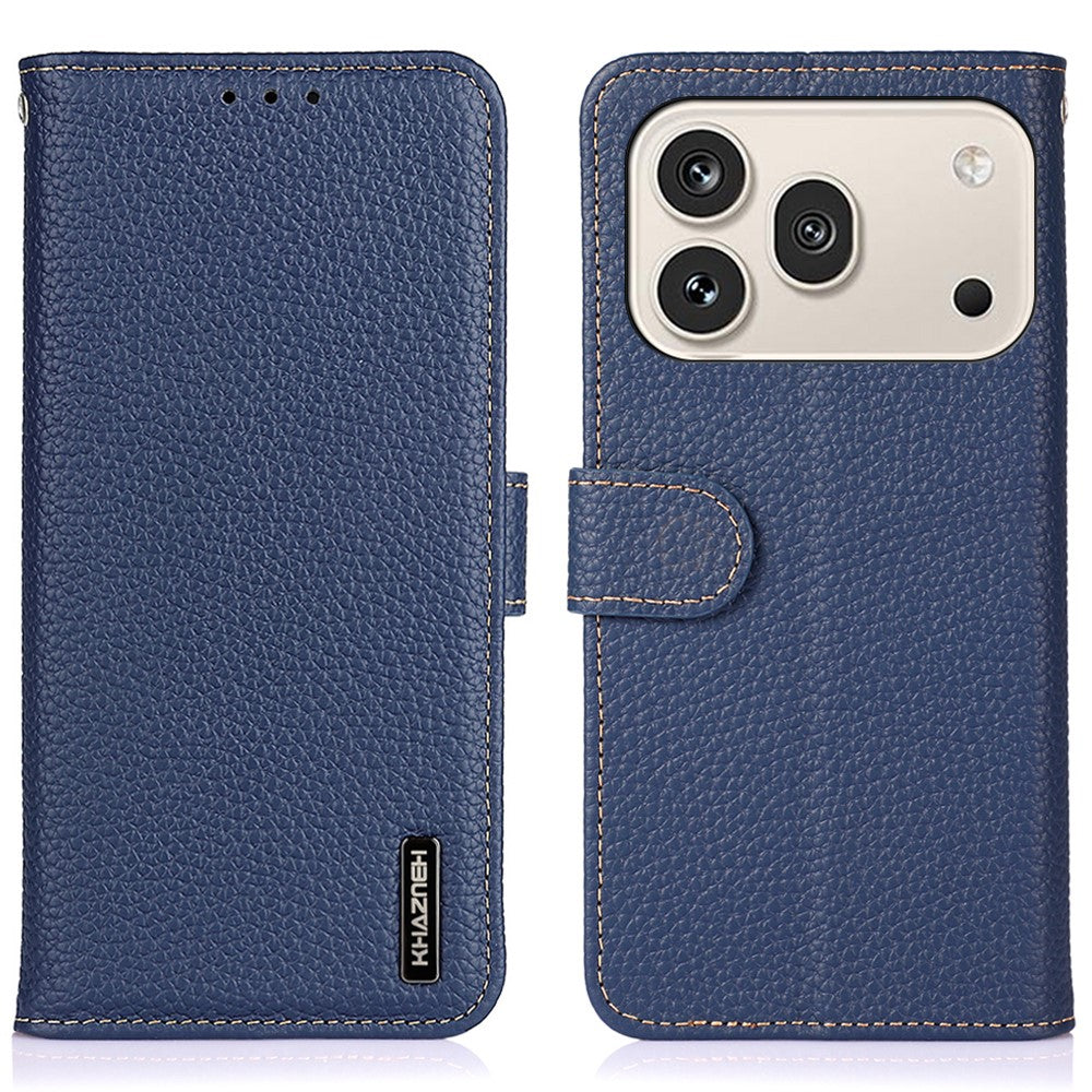 KHAZNEH For Honor 600 5G  /  600 Pro 5G Wallet Case Litchi Texture Genuine Cow Leather Flip Phone Cover