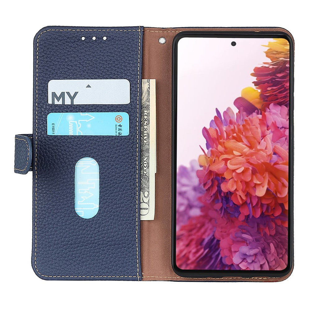 KHAZNEH For Honor 600 5G  /  600 Pro 5G Wallet Case Litchi Texture Genuine Cow Leather Flip Phone Cover