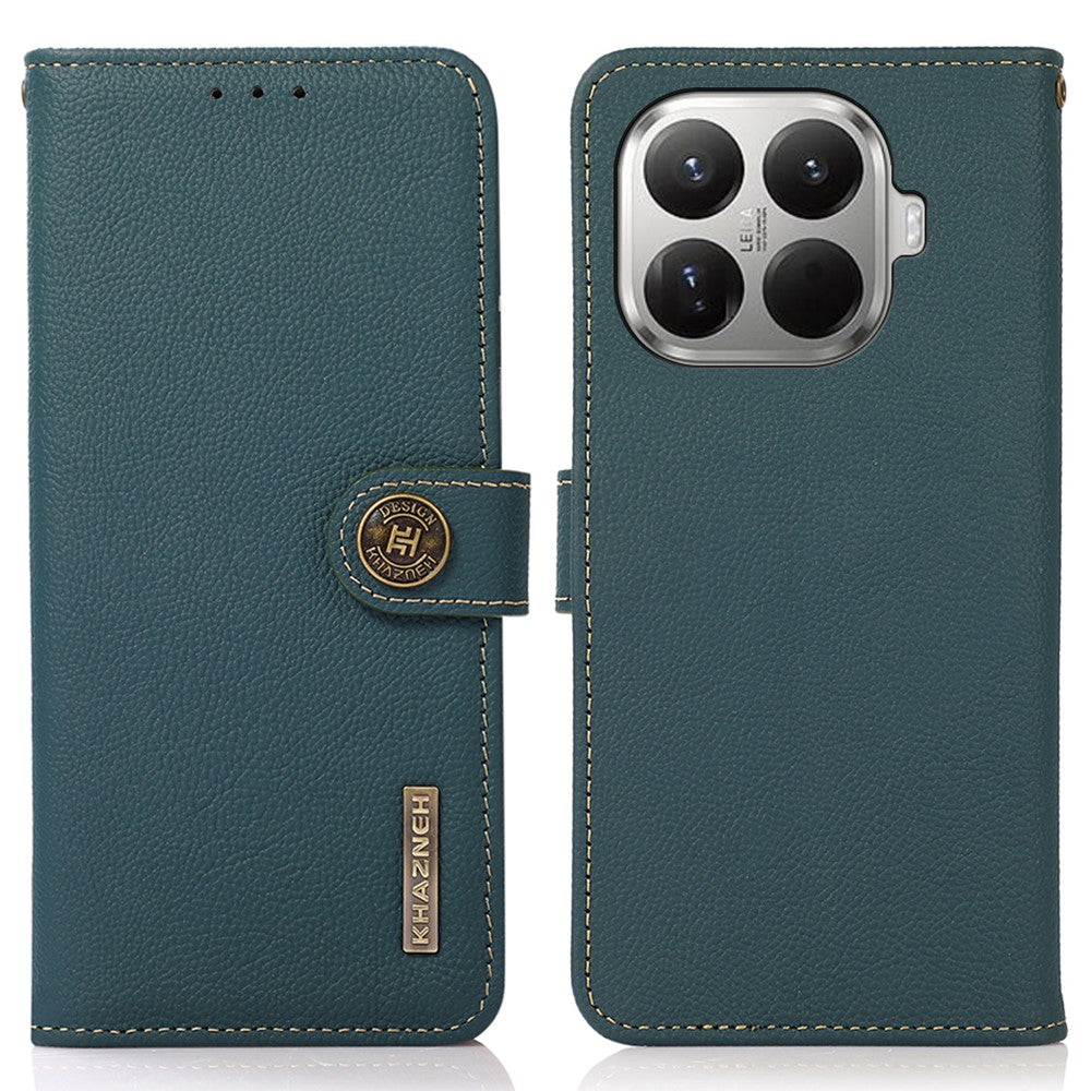 KHAZNEH for Xiaomi 17T Case Genuine Cow Leather RFID Blocking Wallet Phone Cover