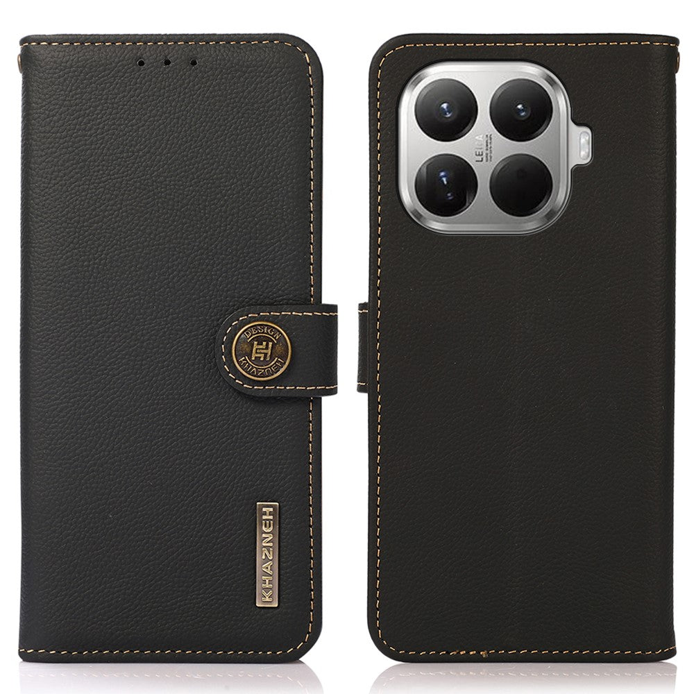 KHAZNEH for Xiaomi 17T Case Genuine Cow Leather RFID Blocking Wallet Phone Cover