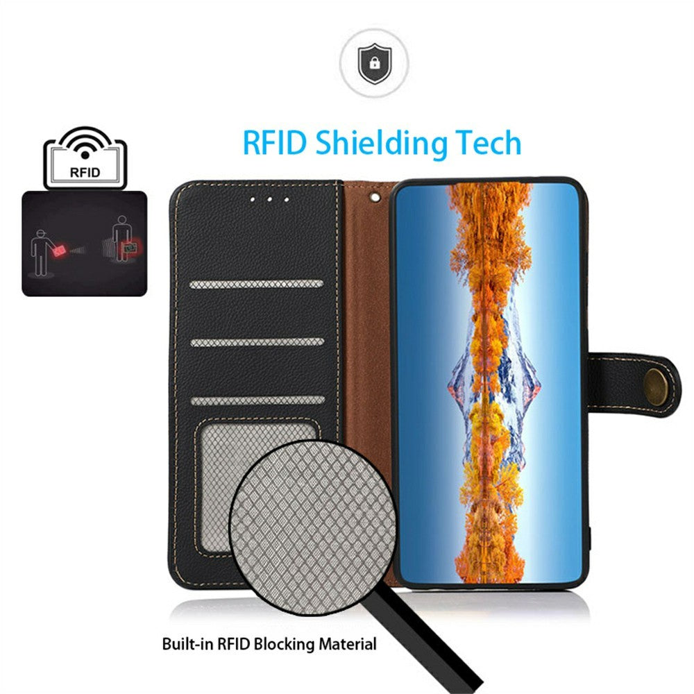 KHAZNEH for Xiaomi 17T Pro Case Genuine Cow Leather RFID Blocking Wallet Phone Cover