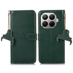 For Xiaomi 17T Case RFID Blocking Genuine Cow Leather Phone Cover Litchi Texture