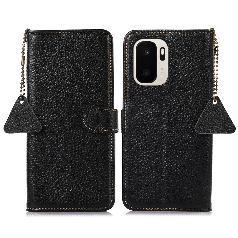 For OnePlus Ace 6 Ultra 5G Case RFID Blocking Genuine Cow Leather Phone Cover Litchi Texture