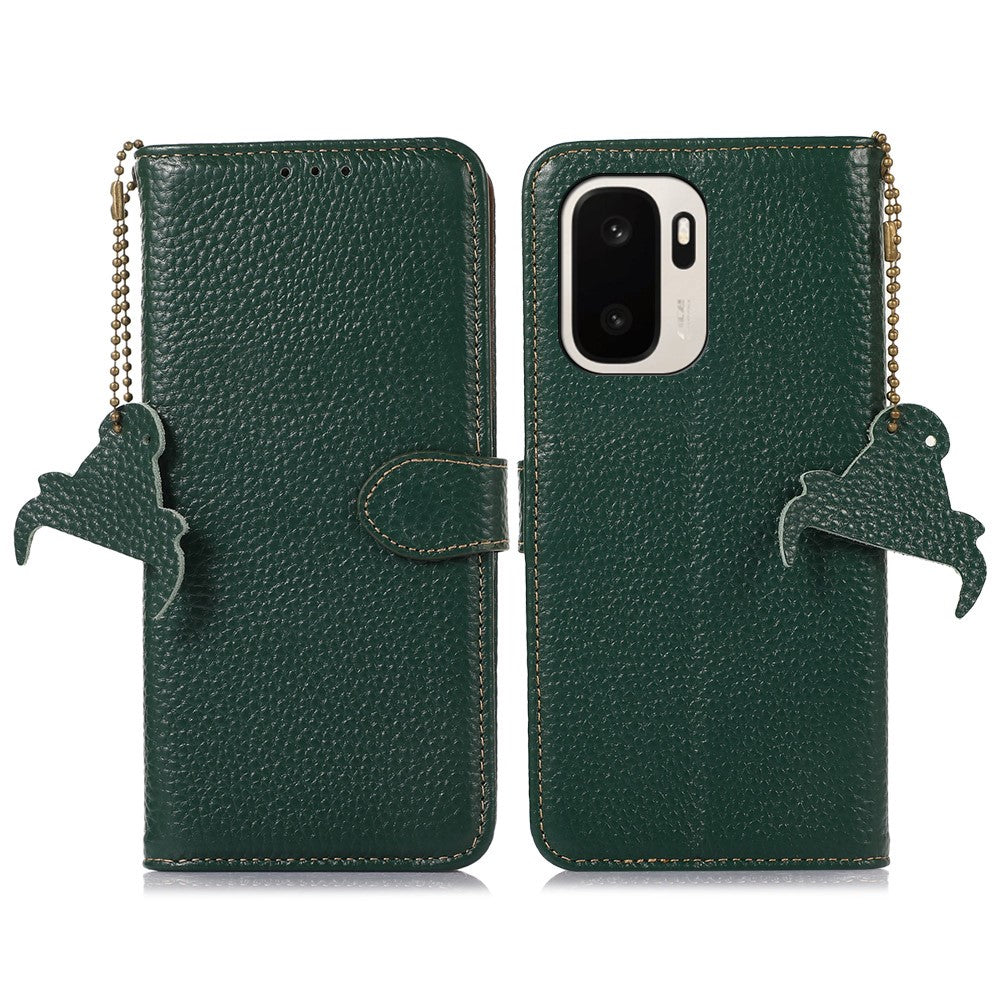 For OnePlus Ace 6 Ultra 5G Case RFID Blocking Genuine Cow Leather Phone Cover Litchi Texture