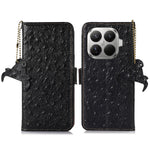 For Xiaomi 17T Case RFID Blocking Genuine Cow Leather Phone Case Ostrich Texture