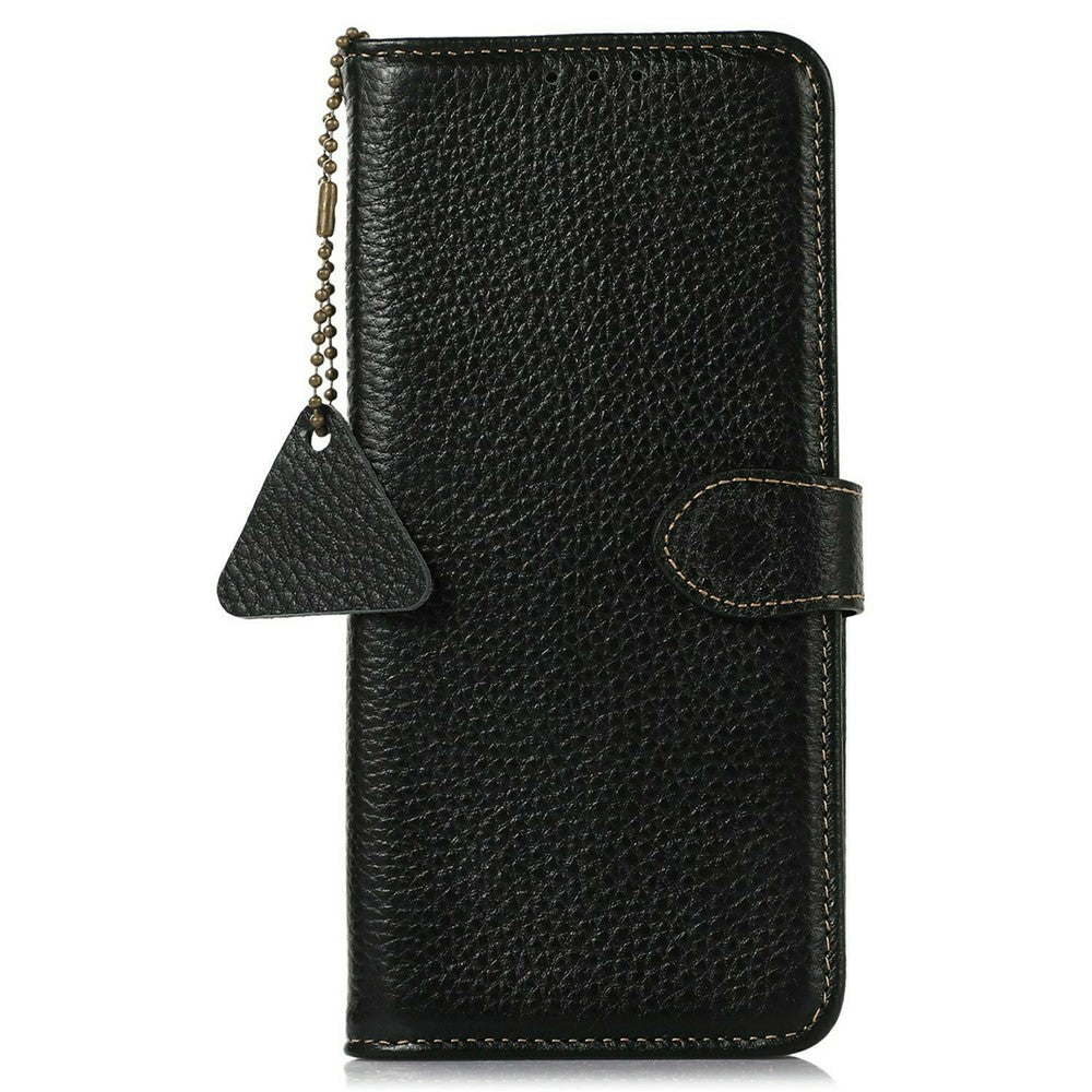 Til Honor 600 Pro 5G Etui RFID-blokerende ægte okselæder telefoncover Litchi-tekstur