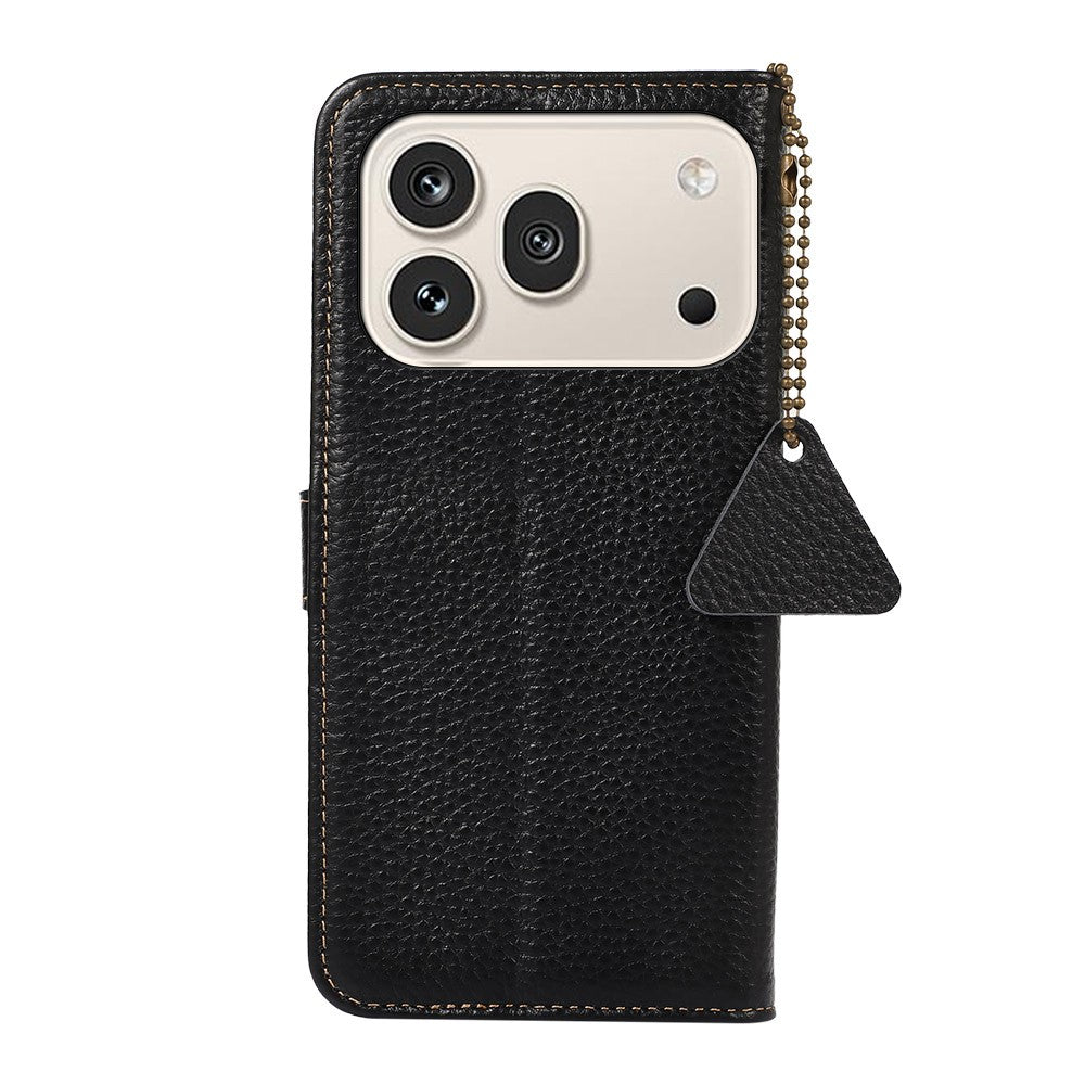Til Honor 600 Pro 5G Etui RFID-blokerende ægte okselæder telefoncover Litchi-tekstur