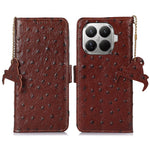 For Xiaomi 17T Pro Case RFID Blocking Genuine Cow Leather Phone Case Ostrich Texture