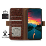 For Xiaomi 17T Pro Case RFID Blocking Genuine Cow Leather Phone Case Ostrich Texture
